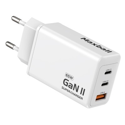 Product Φορτιστής Πρίζας Maxball T826 GaN II 3-Ports USB 65W White base image