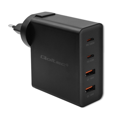 Product Φορτιστής Πρίζας Qoltec Gan Power Pro 2xusb C, 2xusb, 130w base image