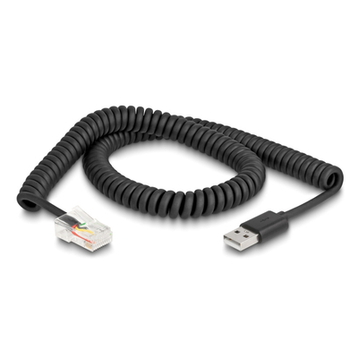 Product Καλώδιο USB Delock σε RJ50 90602 για Barcode Scanner, spiral, 2m, μαύρο base image