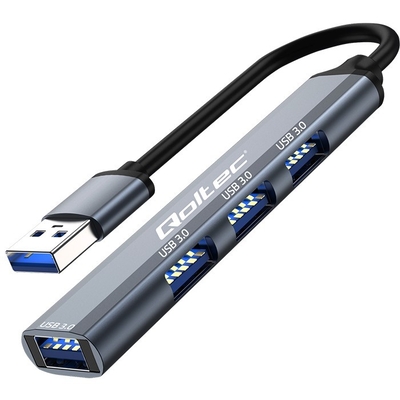 Product USB Hub Qoltec USB 3.0 4in1, 4x USB 3.0 base image