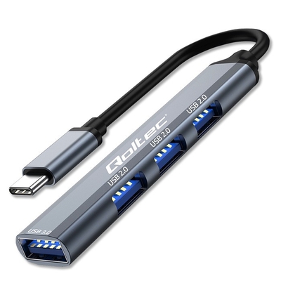 Product USB Hub Qoltec USB-C 3.1 4in1, USB 3.0, 3x USB 2 base image