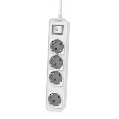 Product Πολύπριζο Philips Extension Cable 1.5m 4 Ac Sockets White base image