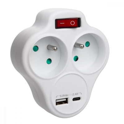 Product Ταφ Maclean Splitter Dual socket x2 USB MCE336 type E base image