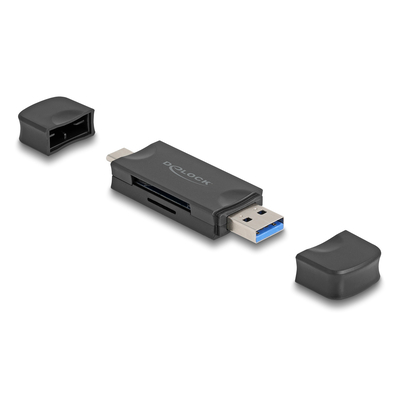 Product Card Reader Delock 91020 για Sd & Micro Sd, Usb/USB-C, 5Gbps, Μαύρο base image