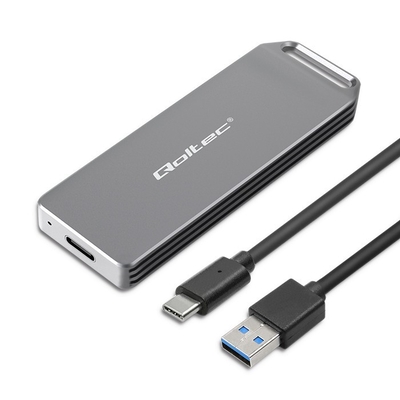Product Θήκη Σκληρού Δίσκου Qoltec Mini For M.2 Ssd | Nvme | Pcie | Usb3.1 | Super Speed10gb/S | 2tb | Silver base image