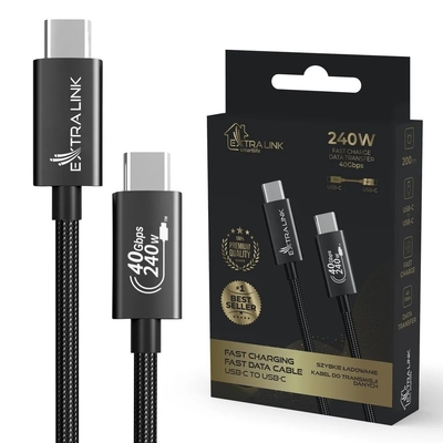 Product Καλώδιο Extralink Usb Type-C To Usb Type-C Smart Life Braided 240w 2m Black base image
