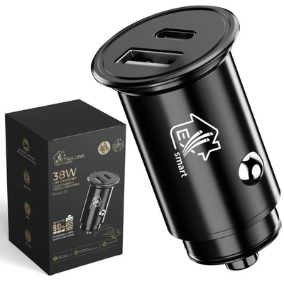 Product Φορτιστής Αυτοκινήτου Extralink ?adowarka Do Samochodu Smart Life 38w, 1x Usb-C, 1x Usb-A Czarna base image