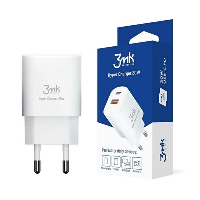 Product Φορτιστής Πρίζας 3MK 20w 1xusb-C +Usb-A Pd Qc White base image