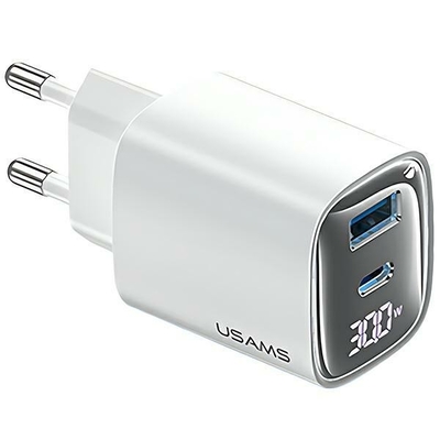 Product Φορτιστής Πρίζας Usams 30w Gan Led Usb+Usb-C Cc229 White base image