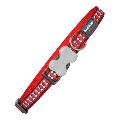 Product Κολλάρο Σκύλου Red Dingo Αντανακλαστική Οστά Κόκκινο (1,2 x 20-32 cm) base image