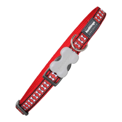 Product Κολλάρο Σκύλου Red Dingo Αντανακλαστική Οστά Κόκκινο (1,5 x 24-36 cm) base image