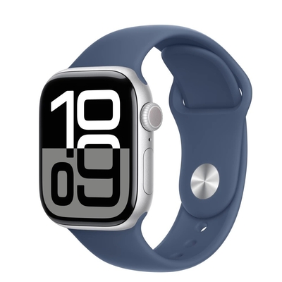 Product Apple Watch Series 10 Gps + Cellular 42 Mm Silver Aluminium Case With Denim Sport Band - S/M base image