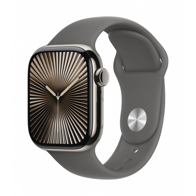 Product Smartwatch Apple Watch Series 10 GPS + Cellular 42 mm Natural Titanium with Stone Grey Sport - S/M base image