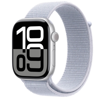 Product Apple Watch Series 10 Gps + Cellular 46 Mm Silver Aluminium Case With Blue Cloud Sport Loop base image