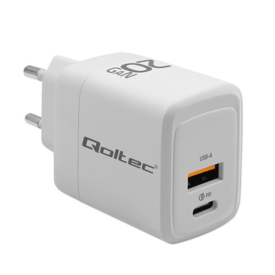 Product Φορτιστής Πρίζας Qoltec GaN 20W,5V 20V 1.5A 3A,1xUSB C PD,1xUS base image