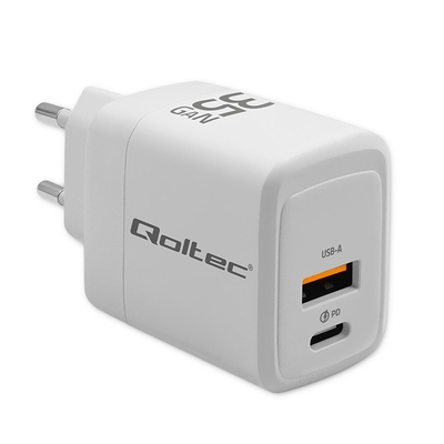Product Φορτιστής Πρίζας Qoltec Gan 35w 5v 20v 1.5a 3a,1xusb C Pd,1xus base image