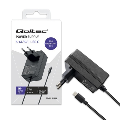 Product Φορτιστής Πρίζας Qoltec Super FAST PD for Raspberry PI 5 USB base image