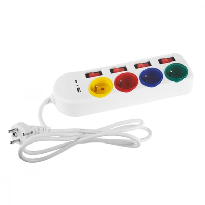 Product Πολύπριζο Maclean 4-Socket Usb A/C 1,5m, Mce508 W base image
