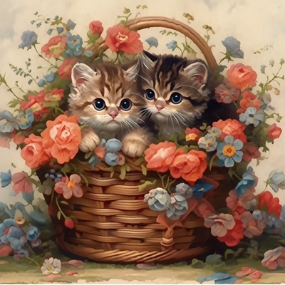Product Παιδικές Χειροτεχνίες Norimpex Diamond Mosaic - Kittens in a Basket base image