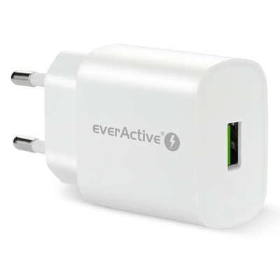 Product Φορτιστής Πρίζας Everactive 1X USB 18 W QC 3.0 White base image