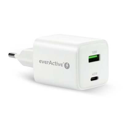 Product Φορτιστής Πρίζας Everactive GAN 1X US B, 1X USB-C 45W White base image