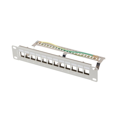 Product Patch Panel Lanberg 12 Port 1U 10 inch FTP for keystone modules, Gray base image