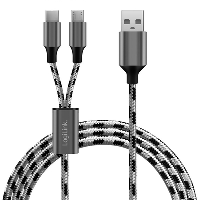 Product Καλώδιο USB Logilink USB2.0 A/M to micro-USB + USB-C, 1.2m base image