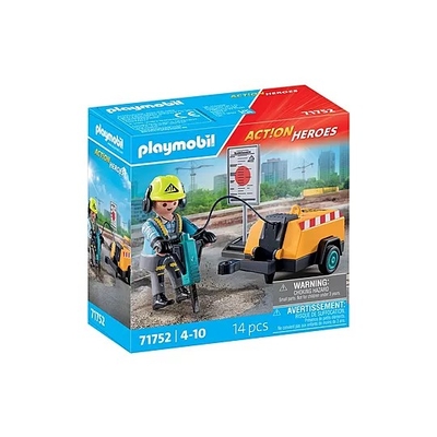 Product Playmobil Action Heroes 71752 Construction Worker with Jackhammer Figure Set base image