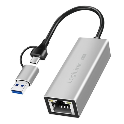 Product Αντάπτορας Δικτύου USB Logilink USB-A/-C to 2,5G Ethernet Gray base image