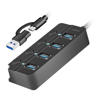 Product USB Hub Logilink USB3.2 Gen1 4xUSB-A on/off switch base image