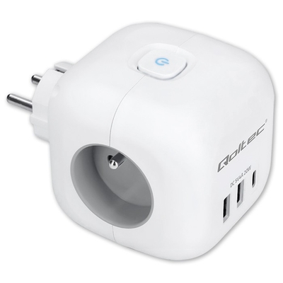 Product Πολύπριζο Qoltec Power cube 6in1 extension cord 3xAC USB base image