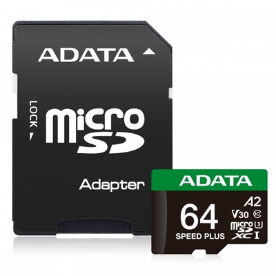 Product Κάρτα Μνήμης microSD 64GB Adata Speed Plus UHS1 U3 V30 A2 base image