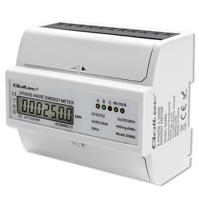 Product Όργανο Μέτρησης Πίνακα Qoltec Three phase electronic DIN 400V 100 base image