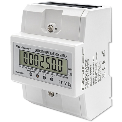 Product Όργανο Μέτρησης Πίνακα Qoltec Three phase electronic DIN 400V 100 base image