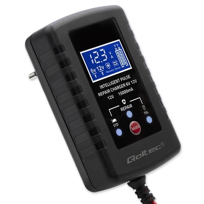 Product Φορτιστής Μπαταρίας Qoltec for AGM GEL STD 6V 12V 2A LED display base image