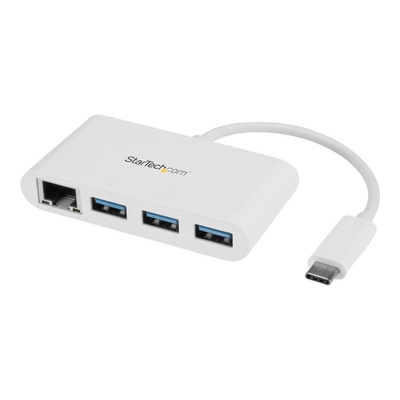 Product USB Hub StarTech.com 3 Port USB 3.0 Hub plus Gigabit Ethernet - USB-C - White base image