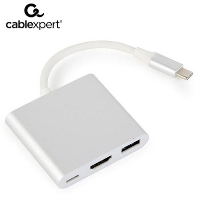 Product Docking Station Cablexpert USB Type-C MULTI-Adapter SILVER base image