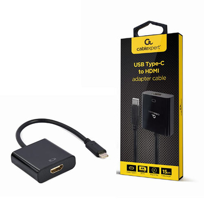Product Αντάπτορας USB Cablexpert Type-C to HDMI 4K@30HZ 15CM Black base image