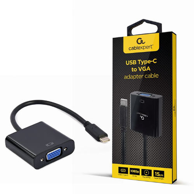 Product Αντάπτορας USB Cablexpert Type-C to VGA 15CM Black base image