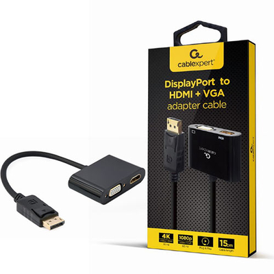 Product Αντάπτορας DisplayPort Cablexpert Male to HDMI FEMALE+VGA Black base image