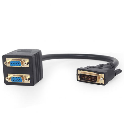 Product Αντάπτορας DVI-I Cablexpert PASSIVE Male to DUAL VGA Female Splitter 0.3M Black base image
