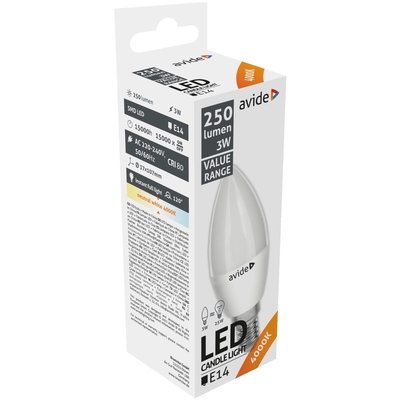 Product Λάμπα LED Avide Κερί 3W E14 Λευκό 4000K Value base image