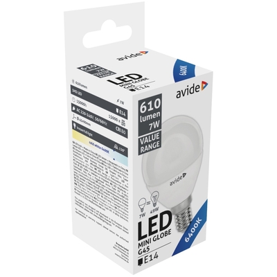 Product Λάμπα LED Avide Σφαιρική 7W E14 Ψυχρό 6400K Value base image
