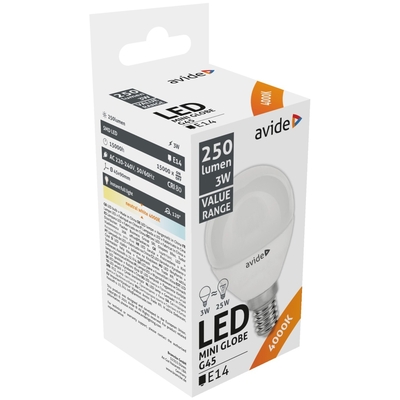 Product Λάμπα LED Avide Σφαιρική 3W E14 Λευκό 4000K Value base image