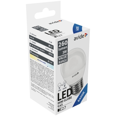 Product Λάμπα LED Avide Σφαιρική 3W E27 Ψυχρό 6400K Value base image