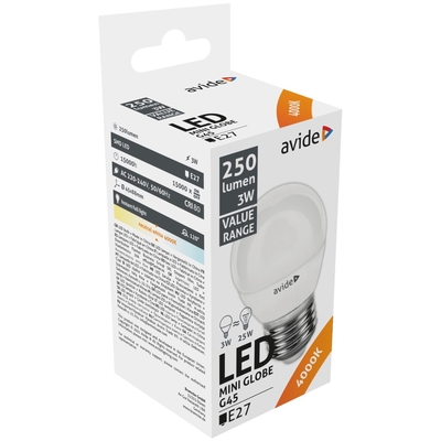 Product Λάμπα LED Avide Σφαιρική 3W E27 Λευκό 4000K Value base image