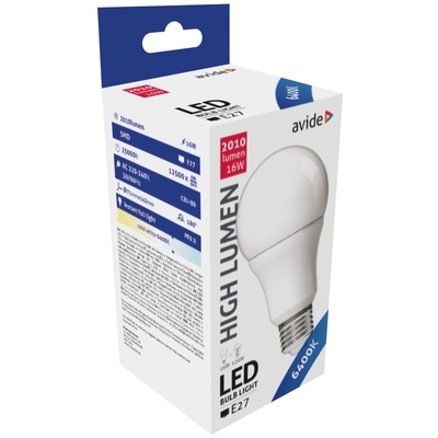 Product Λάμπα LED Avide Κοινή A70 16W E27 Ψυχρό 6400K Υψηλής Φωτεινότητας base image