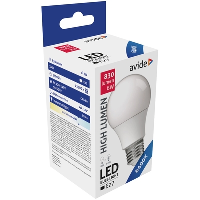 Product Λάμπα LED Avide Κοινή A60 8W E27 Ψυχρό 6400K base image