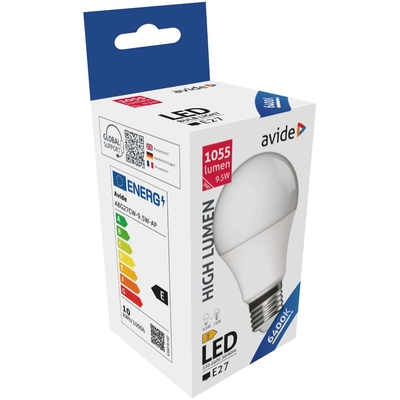 Product Λάμπα LED Avide Κοινή A60 9.5W E27 Ψυχρό 6400K Υψηλής Φωτεινότητας base image