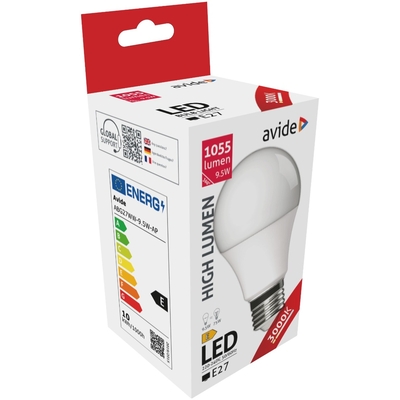 Product Λάμπα LED Avide Κοινή A60 9.5W E27 Θερμό 3000K Υψηλής Φωτεινότητας base image